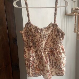 Old Navy Brown and Tan Smocked Camisole